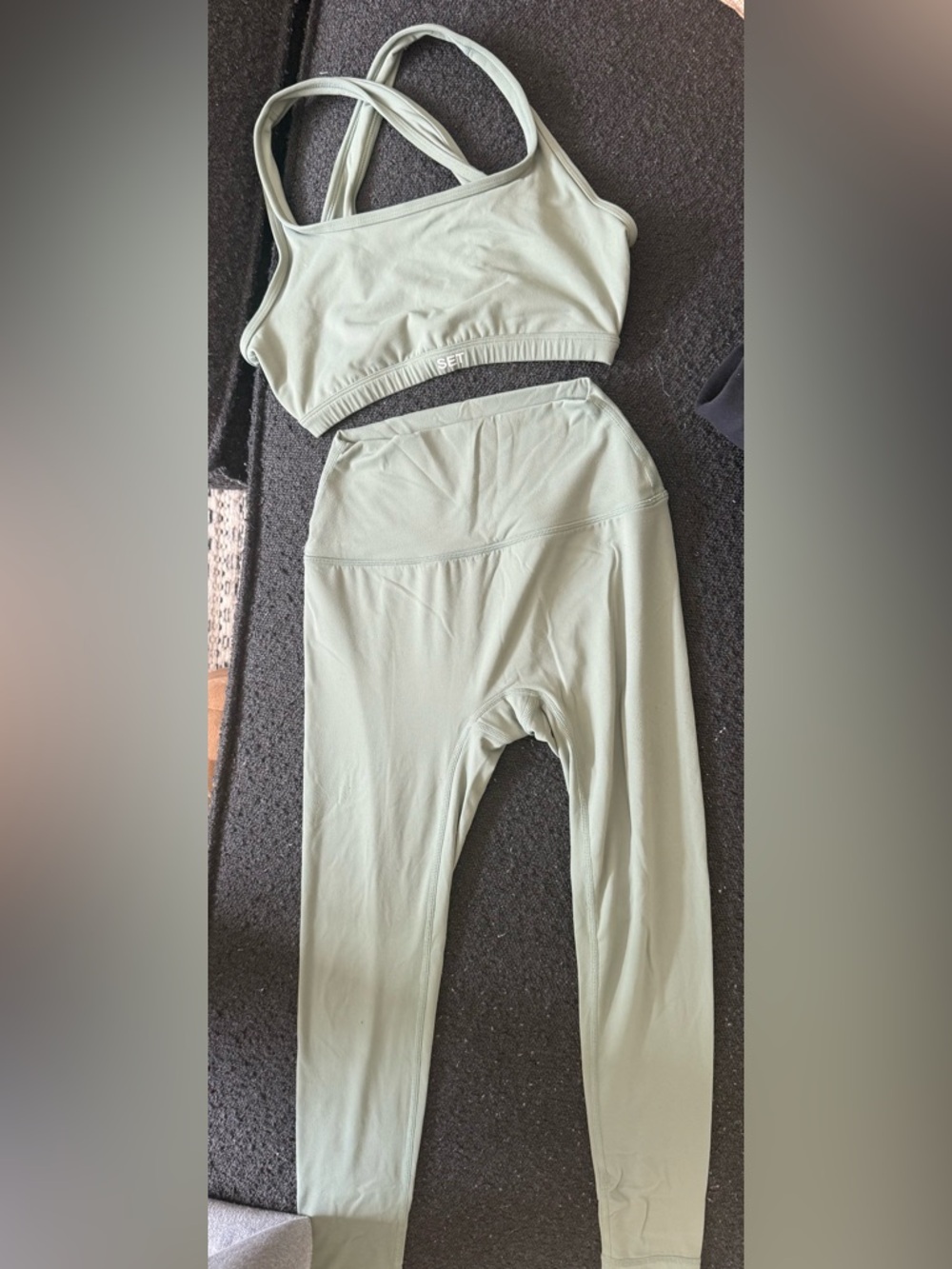SET Sage Green High-Waist Leggings and top